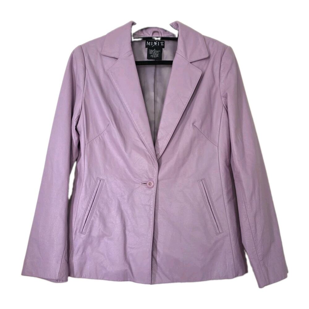 Vintage Mix It Lavender Violet Leather Jacket Women 8 Purple Retro Pastel Kawaii